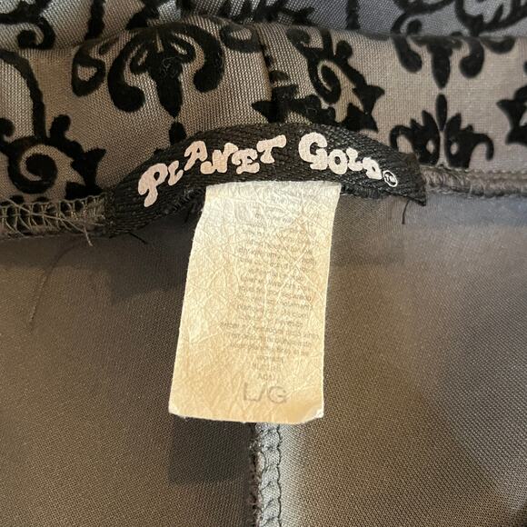 Planet Gold Leggings Pants Women Large Gray Black Brocade Ankle Stretch Pull On - Picture 6 of 9